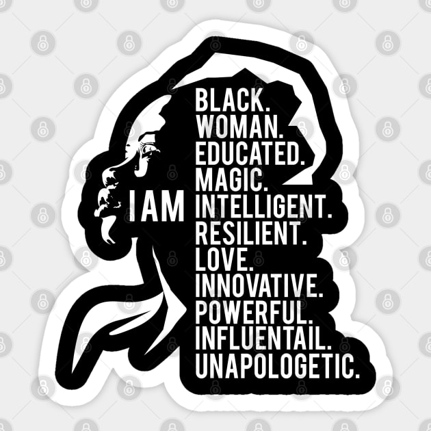 I am a powerful black Woman, black Woman, Black Girl Magic Sticker by UrbanLifeApparel